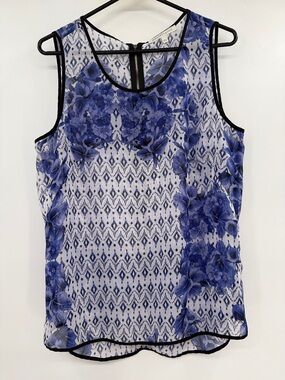 Daniel Rainn Sheer Tank Top Size L Floral and Geometric Print